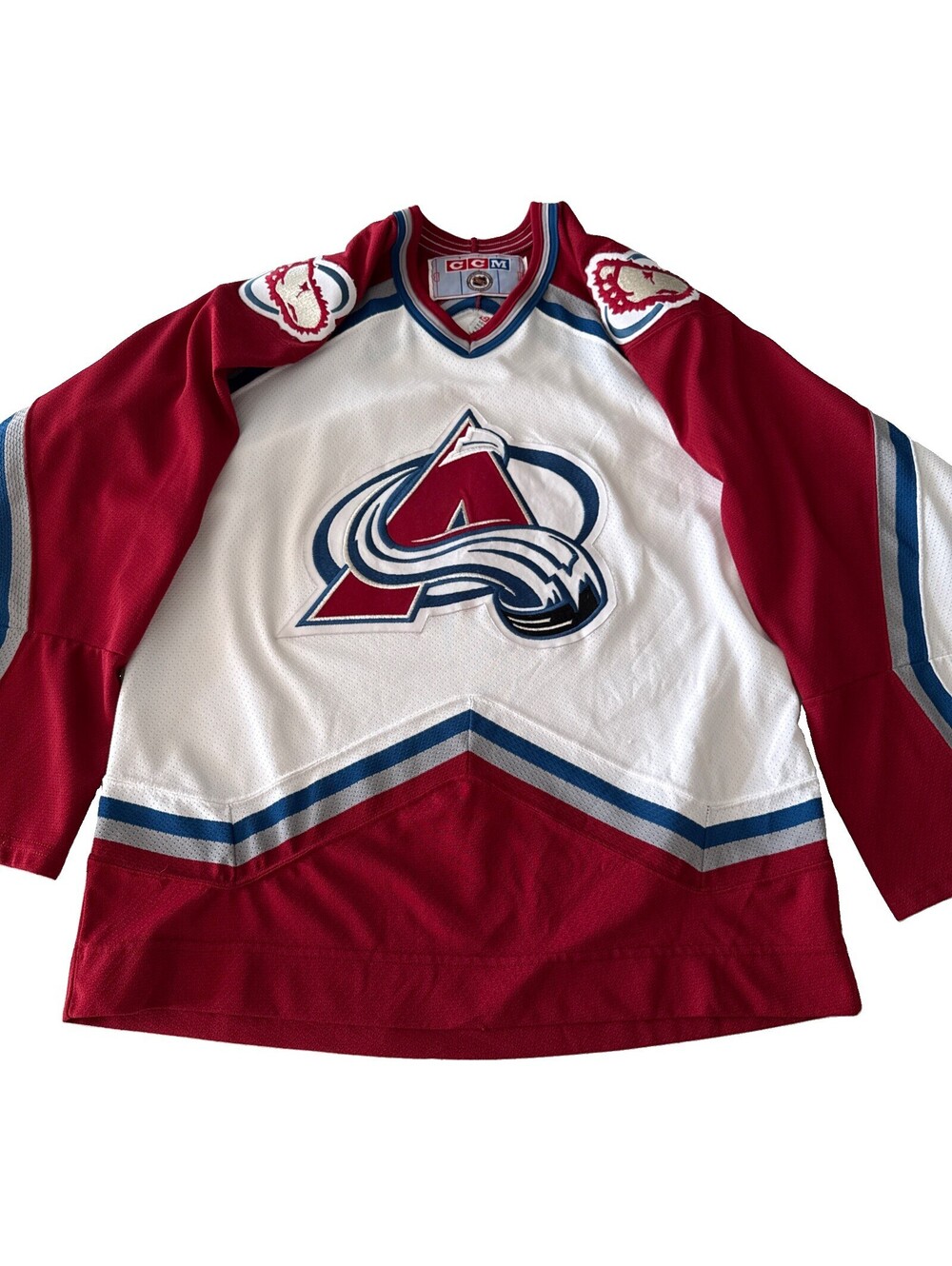 Colorado Avalanche Jersey Mens Medium Mic CCM Vintage 90S White NHL Air-knit